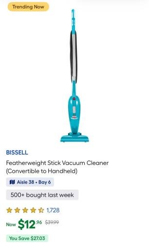 Bissell Stick Vacuum Dropped to $12 deal at Lowe's