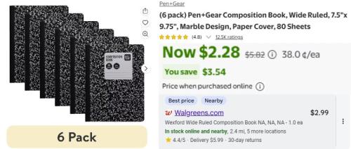 30 Cent Composition Notebooks at Walmart deal at Walmart