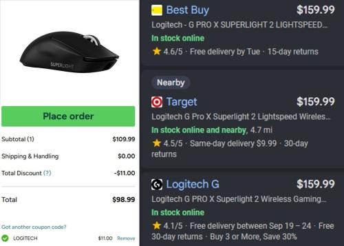 Logitech Superlight Mouse Lowest Price Ever deal at Woot