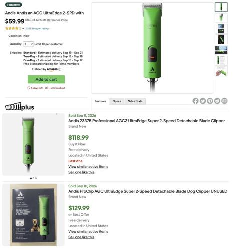 Andis UltraEdge 2-Speed Clipper for $59