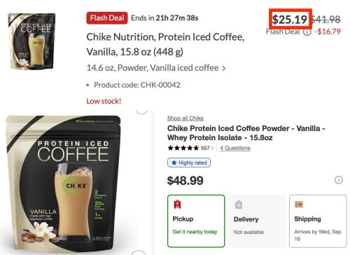 Chike Protein Iced Coffee for $25 deal at iHerb