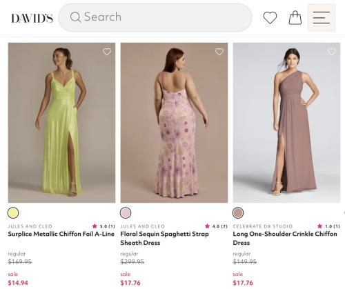 David's Bridal Bridesmaid Dresses Up to 90% Off deal at David's Bridal