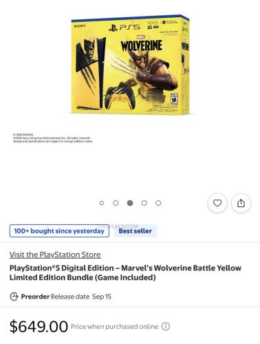 PS5 Digital Wolverine Limited Edition Bundle $650 deal at Walmart