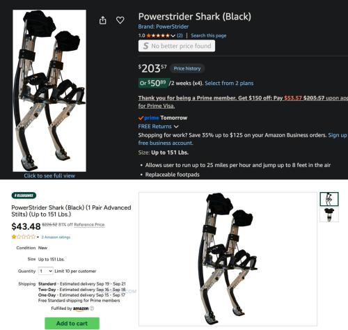 PowerStrider Shark Stilts $43 (Normally $226)