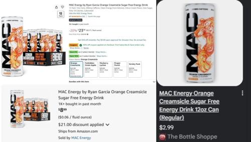 Ryan Garcia Energy Drinks 12-Pack for $9 deal at Amazon