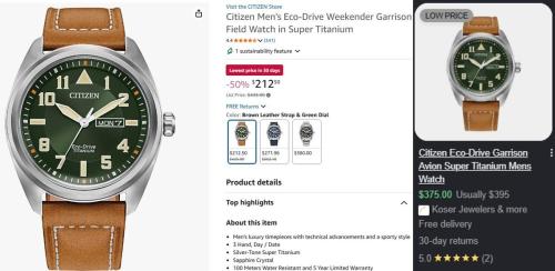 Citizen Men's Watch 50% Off at $212 deal at Amazon