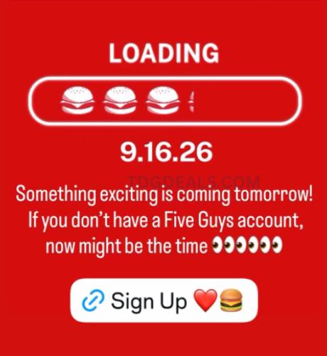 Five Guys Mystery Drop Today deal at Five Guys
