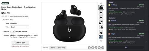 Beats Studio Earbuds for $59