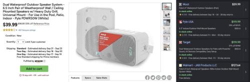 Pyle Outdoor Speakers Pair for $39