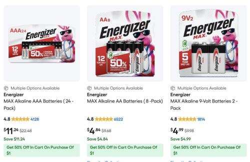 Energizer Batteries 75%+ Off at Lowe's deal at Lowe's