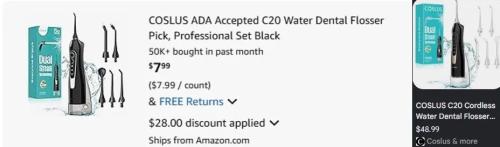 Coslus Water Flosser Drops to $7 with Code deal at COSLUS