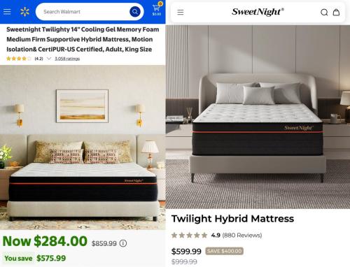 Sweetnight King Mattress $575 Off at Walmart deal at Walmart
