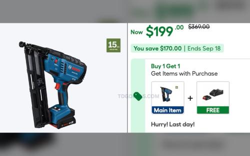 Bosch 18V Finish Nailer $170 Off at Lowe's deal at Lowe's