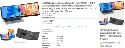 FLYTOCCA 15.6" Laptop Screen Extender $65 deal at Amazon
