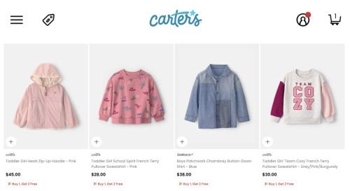 Carter's Buy 1 Get 2 Free Baby & Kids Clothes deal at Carter's