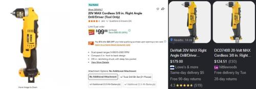 DeWalt 20V Cordless Right Angle Drill $99 deal at Home Depot