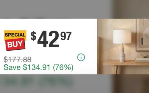 76% Off 27" Table Lamp - Now $42.97 deal at Home Depot