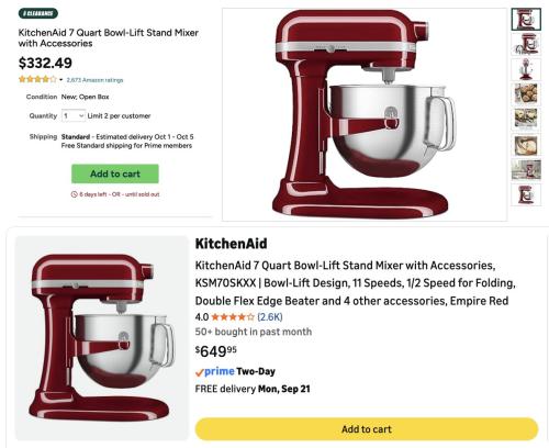 KitchenAid 7Qt Mixer $300 Off deal at Amazon