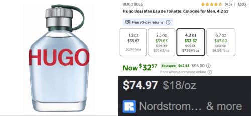 Hugo Boss Cologne for $32 at Walmart deal at Walmart
