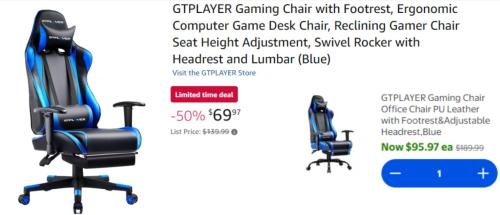 GTPLAYER Gaming Chair at All-Time Low $69 deal at Amazon
