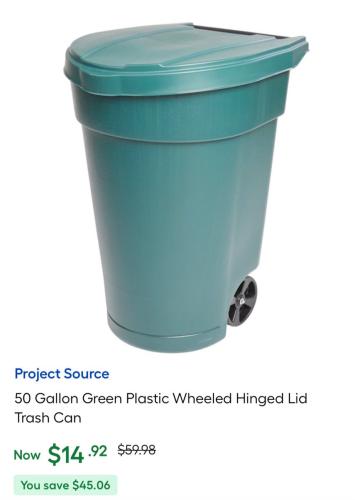 50-Gallon Trash Bins for $15 at Lowe's deal at Lowe's