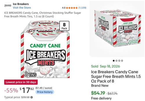 Pack of 8 Ice Breakers for $17