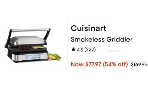 Cuisinart Smokeless Griddler 54% Off deal at Bloomingdale's