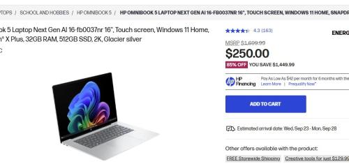 HP Laptop for $250 (Was $1,700)