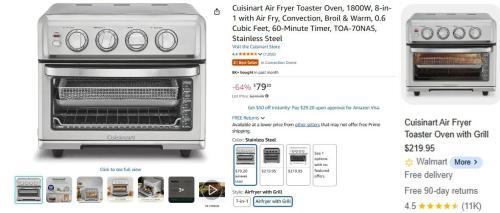 Cuisinart 8-in-1 Air Fryer Toaster Oven $79 deal at Amazon