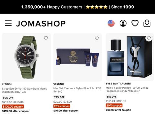 Up to 95% Off Luxury Designer Items deal at Jomashop