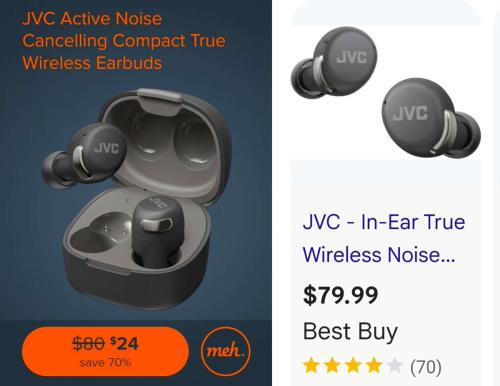 JVC Wireless Earbuds for Only $24 deal at Meh