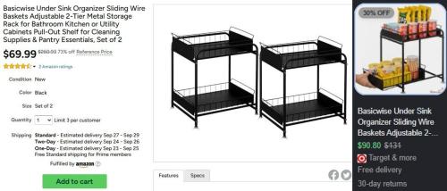 Set of 2 Under Sink Storage Racks $70 deal at Target