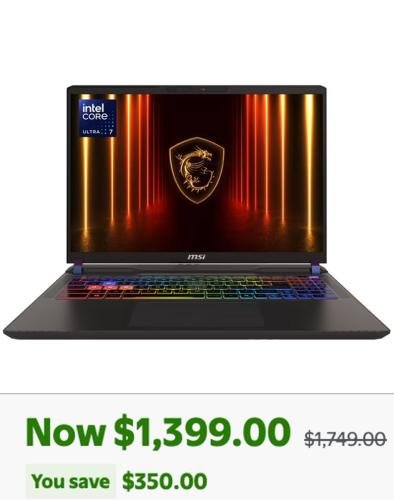 MSI Vector 16" RTX 5070 Ti Laptop $1399 deal at Walmart