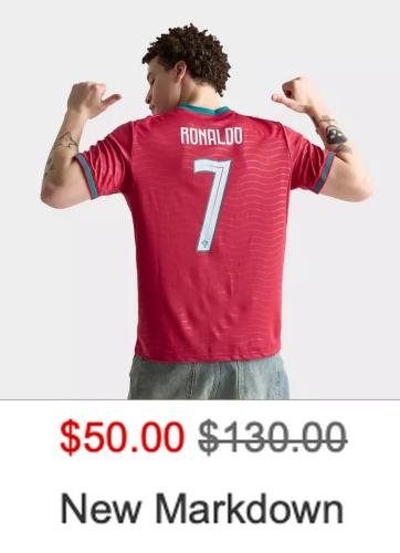 PUMA Ronaldo Portugal Jersey for $50 deal at Finish Line