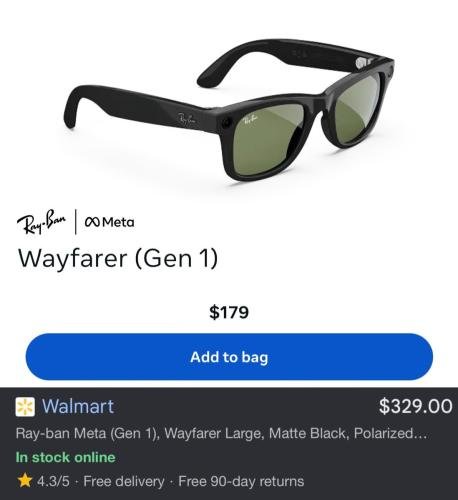 Ray-Ban Meta Glasses Drop to $179