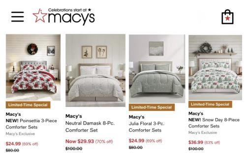 Macy's 70% Off Comforter Sets from $25 deal at Macy's