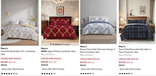 Macy's Comforters from $80 to $25! deal at Macy's