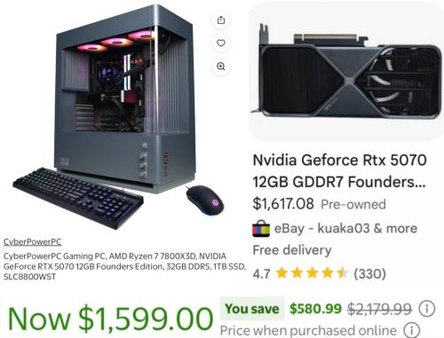 CyberPower RTX 5070 Gaming PC $580 Off
