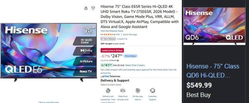 Hisense 75-Inch TV Drops to $248 at Amazon deal at Amazon