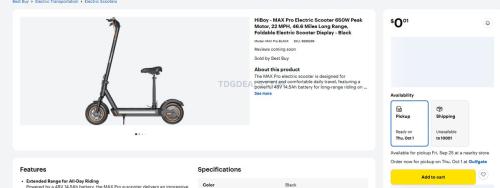 HiBoy MAX Pro Electric Scooter for $0.01 deal at Best Buy