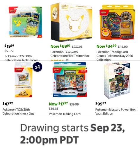 Pokémon Walmart Draw Today at 5 PM ET deal at Walmart