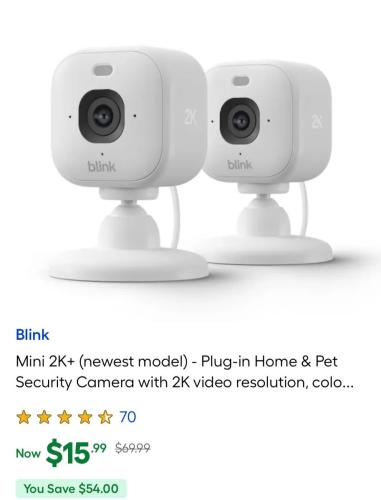 Blink 2-Pack Security Cameras for $15
