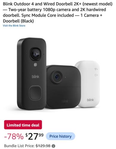 Blink Camera + Doorbell Bundle Drops to $28 deal at Amazon