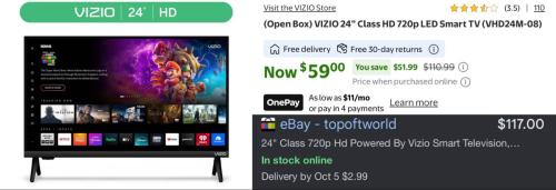 Vizio 24” Smart TV for $59 at Walmart deal at Walmart