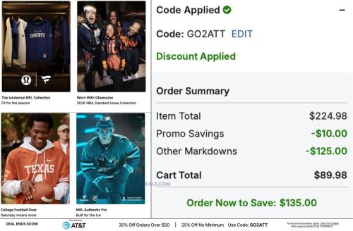Fanatics 25% Off Sitewide with GO2ATT deal at Fanatics