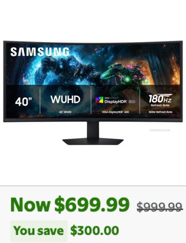 Samsung 40" Odyssey G7 Monitor $300 Off deal at Walmart