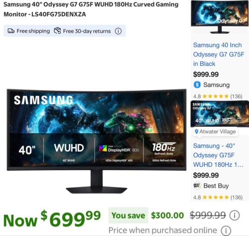 $300 Off Samsung Curved Gaming Monitor deal at Walmart