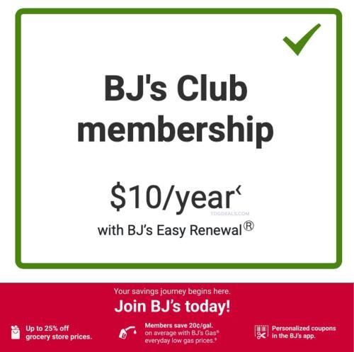 BJ's 1-Year Membership for Just $10 deal at BJ's