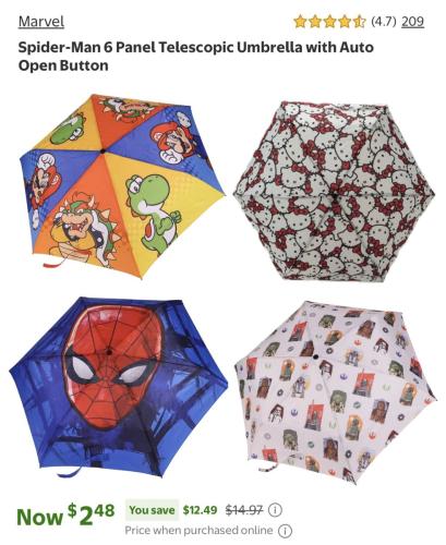 $2 Cartoon Character Umbrellas - 86% Off deal at Walmart
