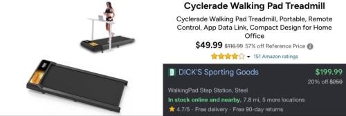 Cyclerade Walking Pad Treadmill for $50 deal at Woot